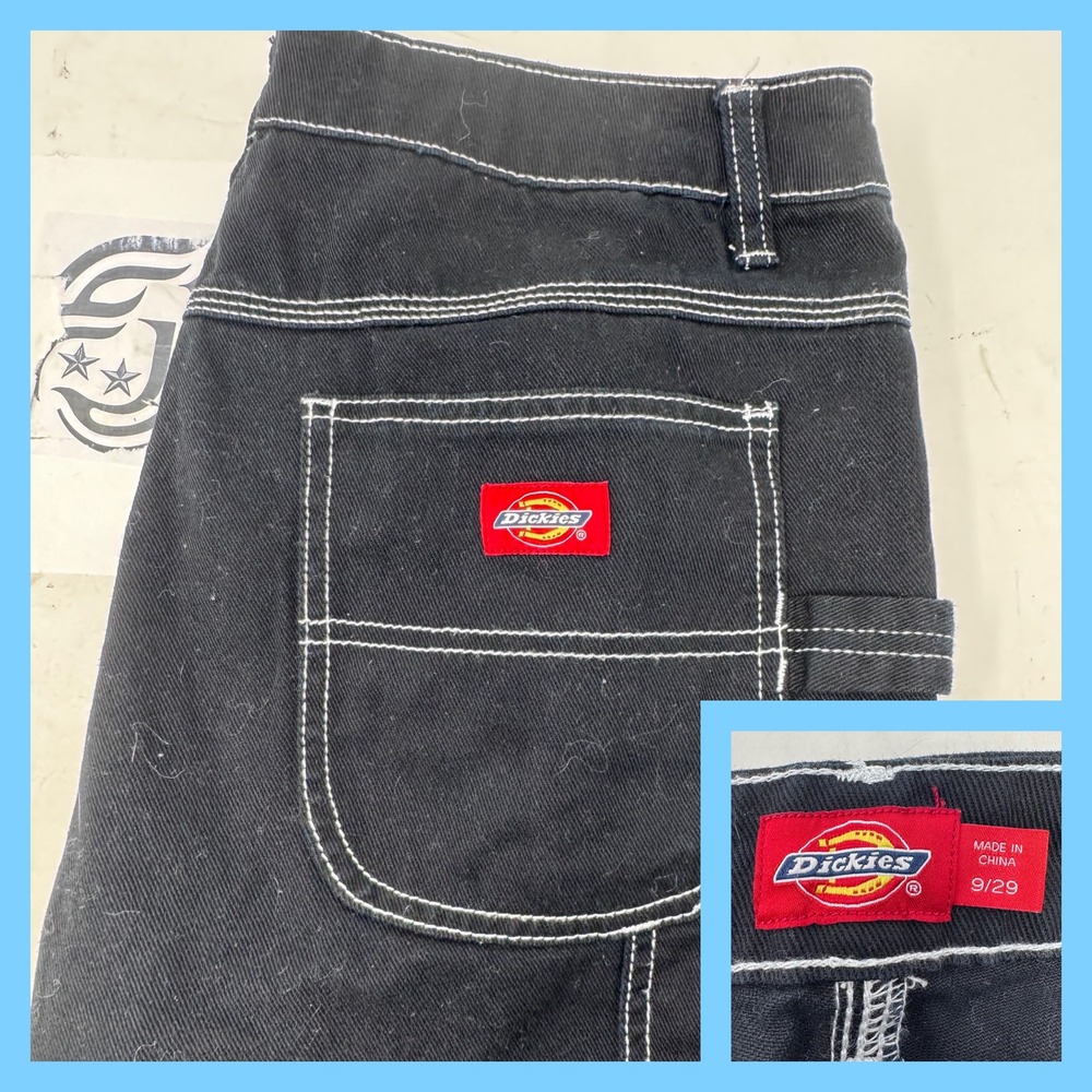 Dickies Women's Black Carpenter Pants Size 9/29 Contrast Stitch Workwear